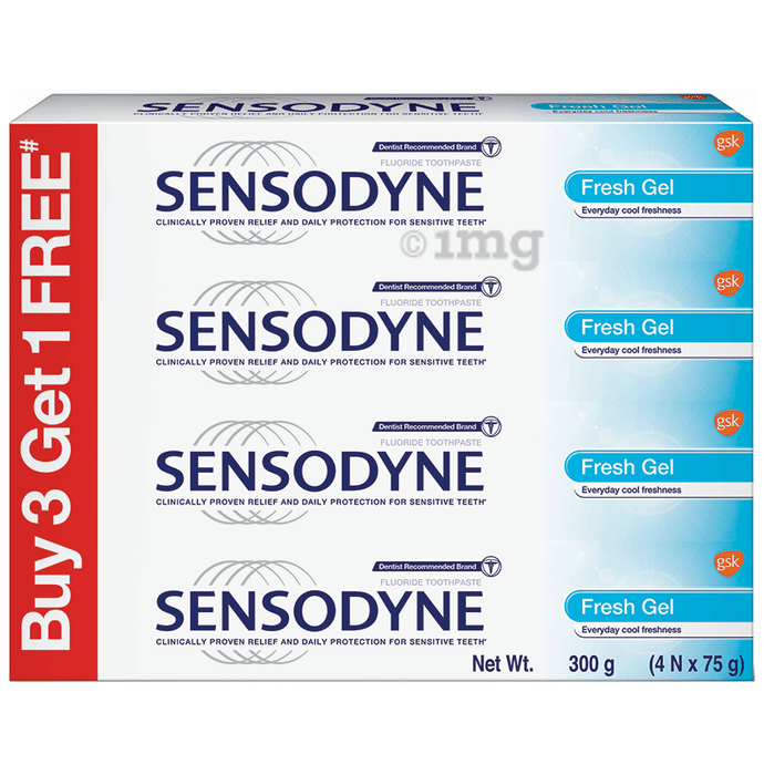 Sensodyne Toothpaste 75gm Each (Buy 3 Get 1 Free) Fresh Gel
