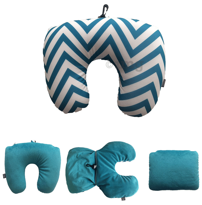 Viaggi 2 in 1 Microbeads Convertible Neck Pillow White & Blue Buy box