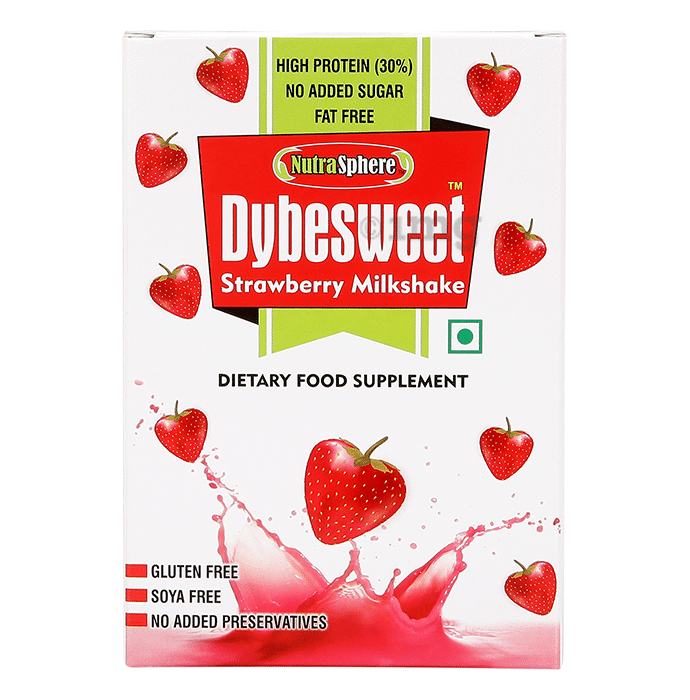 NutraSphere Dybesweet 200gm Milkshake Powder Strawberry Fat Free