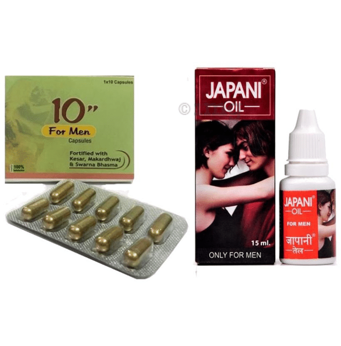 Cackle's Combo Pack of 10" for Men 10 Capsule and Japani Oil 15ml
