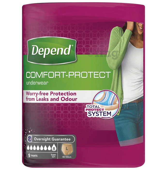 Depend Comfort-Protect Underwear for Women Large