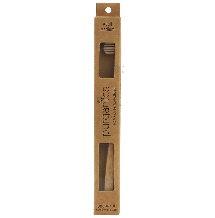 Purganics Bamboo Toothbrush for Adults Natural Medium