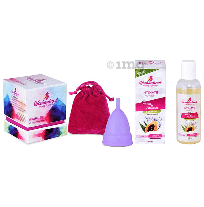 Womanhood Combo Pack of Menstrual Cup and Intimate Wash 100ml