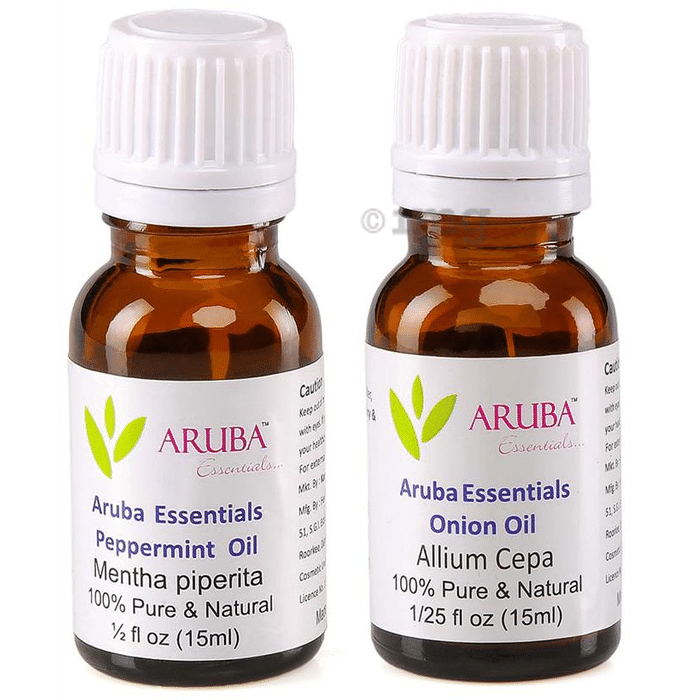 Aruba Essentials Combo Pack of Peppermint Oil and Onion Oil (15ml Each)