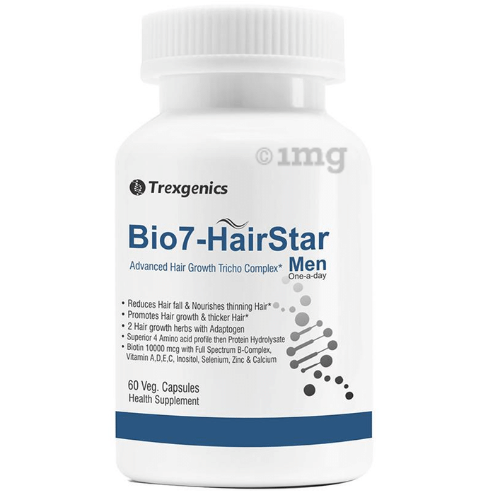 Trexgenics Bio7-Hair Star Men Veg Capsules | With Biotin 10000mg for Hair Growth