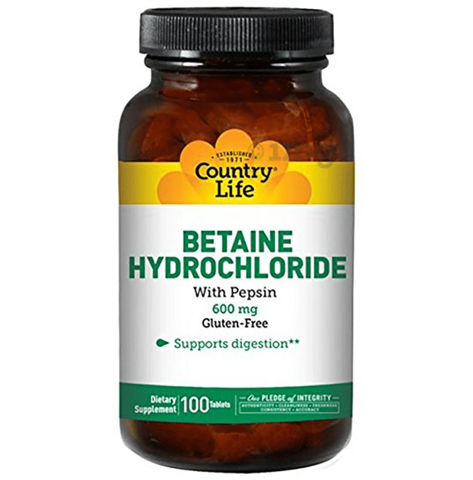 Country Life Betaine Hydrochloride with Pepsin 600mg Tablet