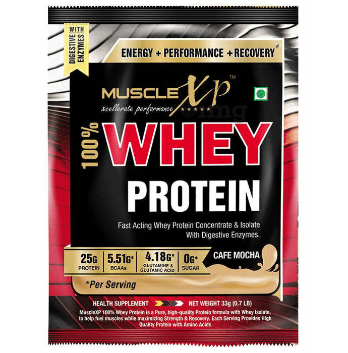 MuscleXP 100% Whey Protein with Digestive Enzymes 33g Cafe Mocha Sachet