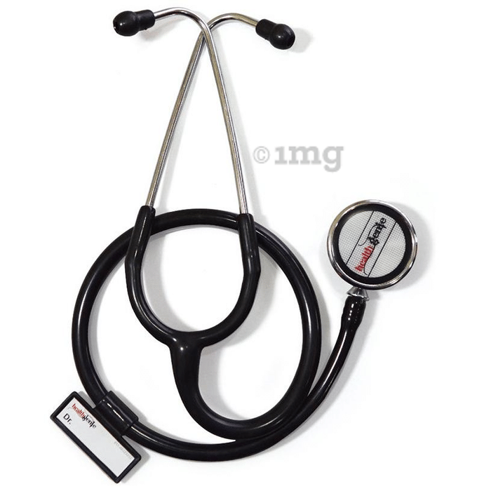 Healthgenie HG-404B Aluminium Double Cardiollogy Stethoscope Black