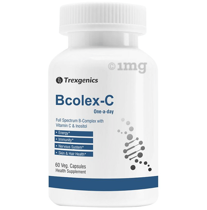 Trexgenics Bcolex-C with Vitamin-C, B-Complex & Inositol | Veg Capsule for Energy, Immunity, Nervous System, Skin & Hair