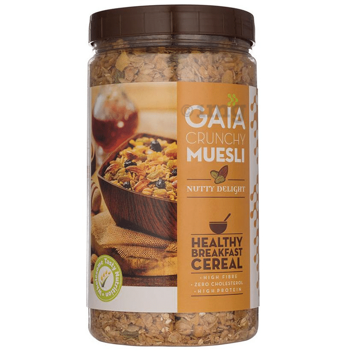 GAIA with Vitamins, Minerals, High Protein & Fibres for Nutrition | Crunchy Muesli Nutty Delight