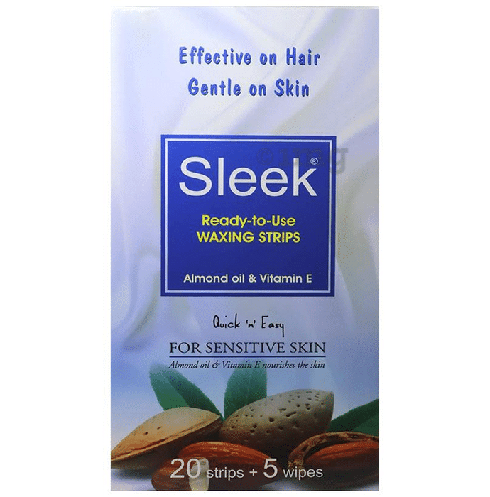 Sleek Ready-To-Use Waxing Strips( 20 Strips & 5 Wipes) Sensitive Skin