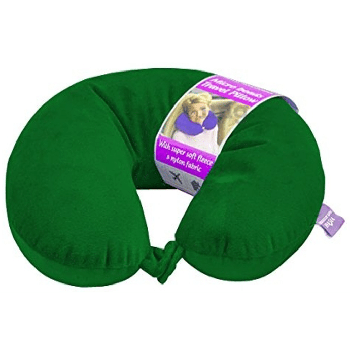 Viaggi Microbead Travel Neck Pillow with Fleece Hunter Green