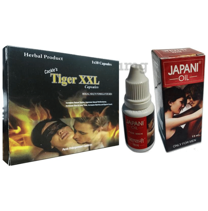 Cackle's Combo Pack of Tiger XXL 10 Capsule and Japani Oil 15ml