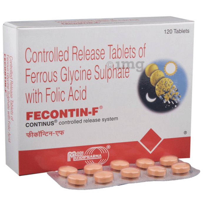 Fecontin-F Ferrous Glycine Sulphate with Folic Acid Tablet CR