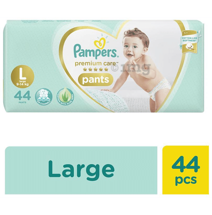 Buy Pampers Premium Care Pant Style Baby Diapers Large L Size 132  Count Allin1 Diapers with 360 Cottony Softness 914kg Diapers Online at  Low Prices in India  Amazonin