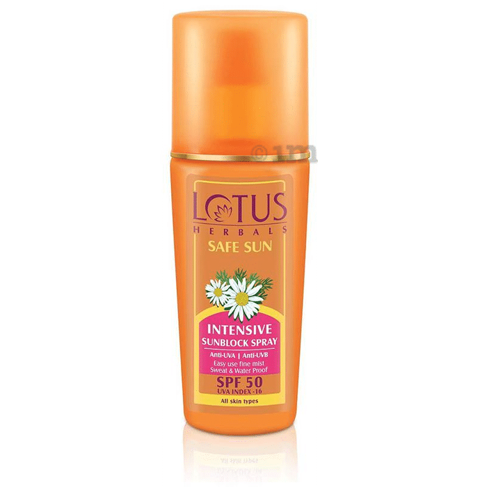 Lotus Herbals Safe Sun Intensive Sunblock Spray SPF 50 UVA Index -16