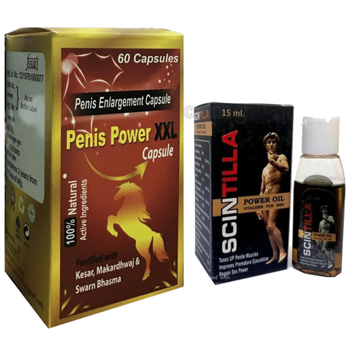 Cackle's Combo Pack of Penis Power XXL 60 Capsule & Scintilla Power Oil 15ml