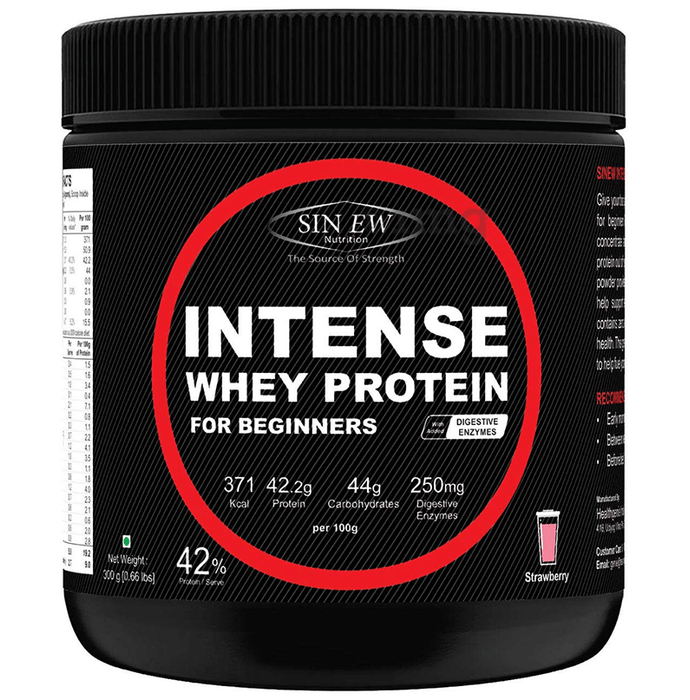 Sinew Nutrition Intense Whey Protein for Beginners with Digestive Enzymes Strawberry