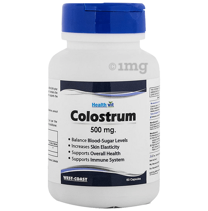 HealthVit Colostrum 500mg for Blood Sugar Balance, Skin Health & Immunity | Capsule