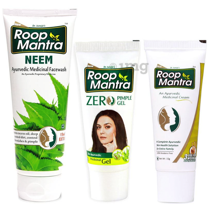 Roop Mantra  Combo Pack of Neem Face Wash 115ml, Zero Pimple Gel 15gm & Face Cream 15gm