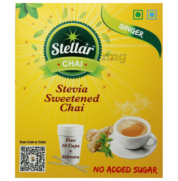Steller Stevia Sweetened Chai with 10 Cups + Stirrers Free Ginger