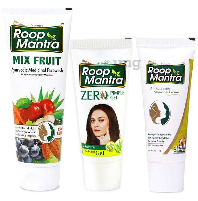 Roop Mantra  Combo Pack of Mix Fruit Face Wash 115ml, Zero Pimple Gel 15gm & Face Cream 15gm