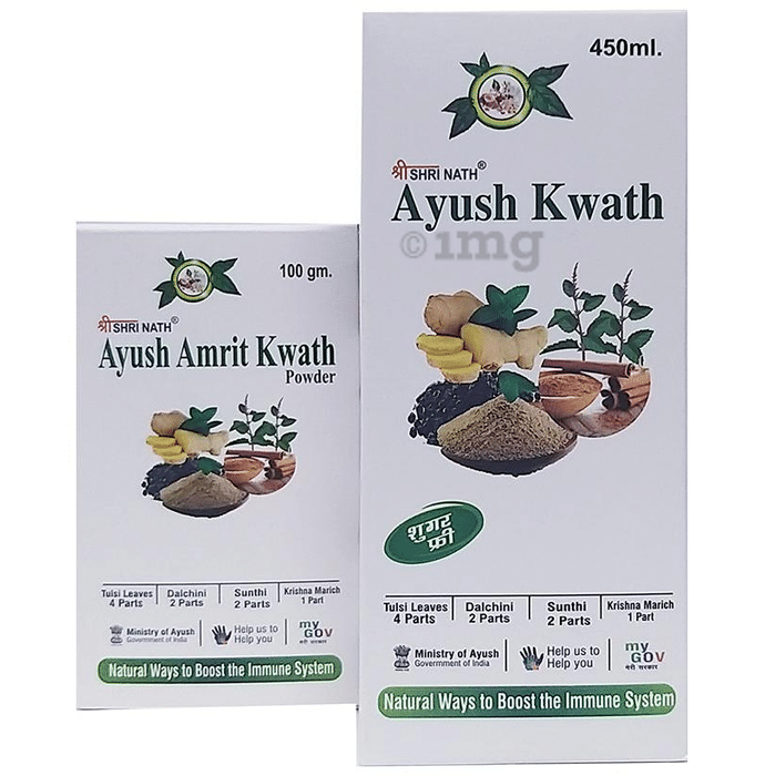Shri Nath Combo Pack of Ayush Amrit Kwath Powder 100gm & Ayush Kwath Liquid 450ml