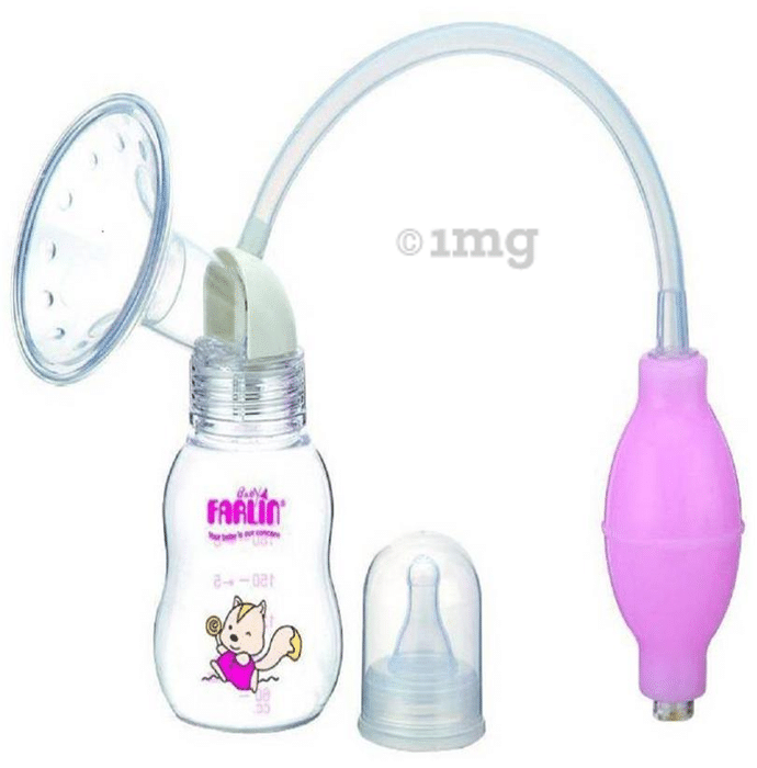 Farlin Manual Breast Pump with Bottle Pink