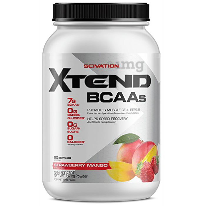 Scivation Xtend BCAA Powder with Electrolytes| For Muscle Growth & Recovery | Flavour Strawberry Mango