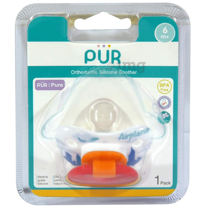 Pur Orthodontic Silicone Soother 6m+ White Regular