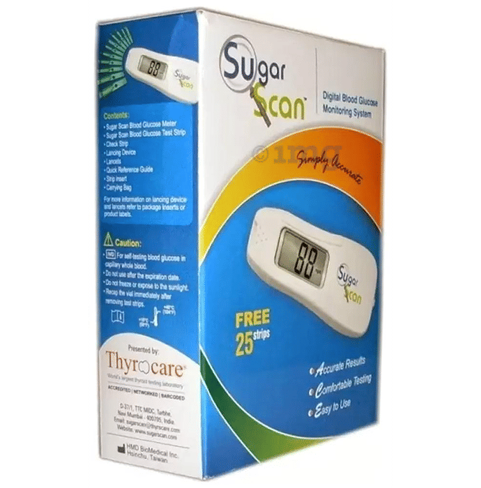 Thyrocare Sugar Scan with 25 Strips Free Buy box of 1 Unit