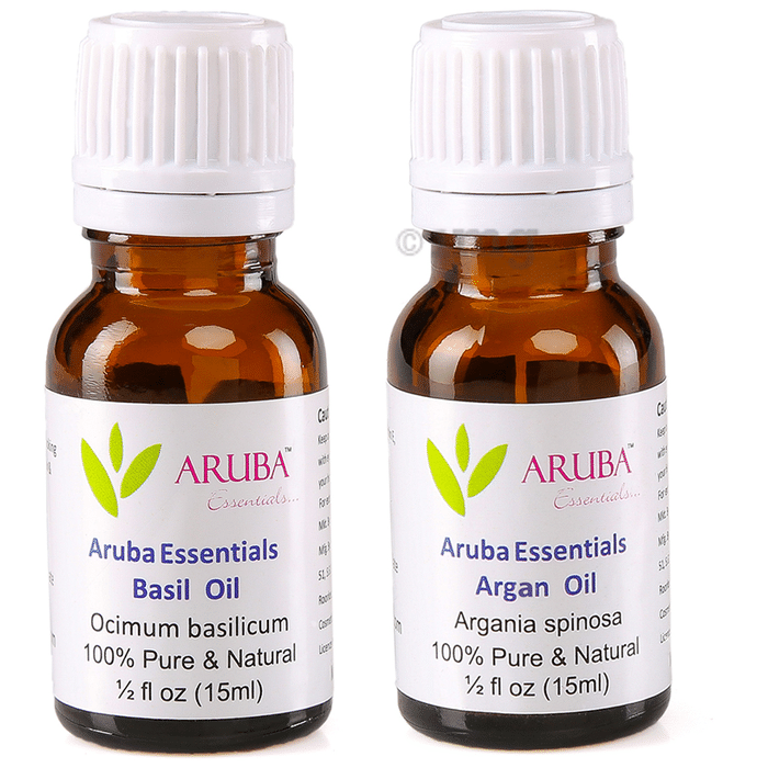 Aruba Essentials Combo Pack of Basil Oil & Argan Oil (15ml Each)