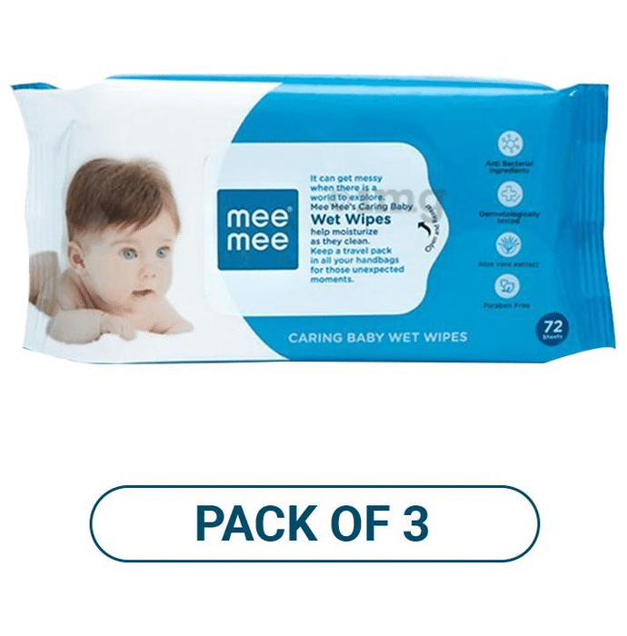 Mee Mee Caring Baby Wet Wipes with Aloe Vera Pack of 3
