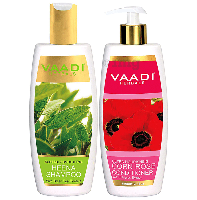 Vaadi Herbals Superbly Smoothing Heena Shampoo with Corn Rose Conditioner