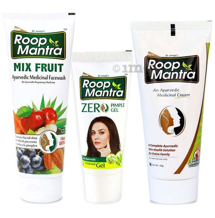 Roop Mantra  Combo Pack of Mix Fruit Face Wash 115ml, Zero Pimple Gel 15gm & Face Cream 60gm