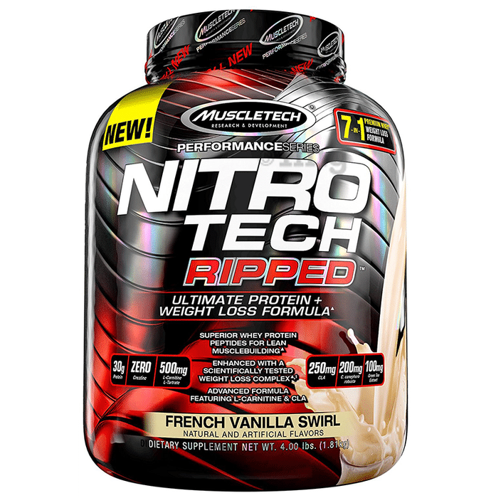 Muscletech Performance Series Nitro Tech Ripped Ultimate Protein+Weight Loss Formula French Vanilla Swirl