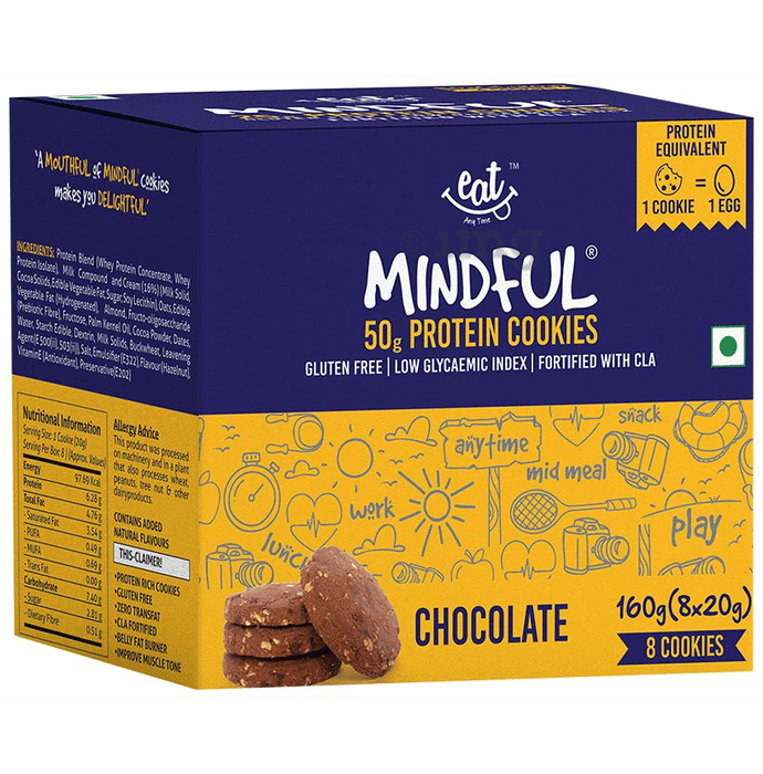 Eat Anytime Mindful 50gm Whey Protein Cookies (20gm Each) Chocolate