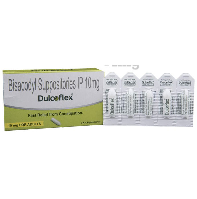 Dulcoflex Bisacodyl Suppositories IP 10mg for Adults | Provides Fast Relief from Constipation