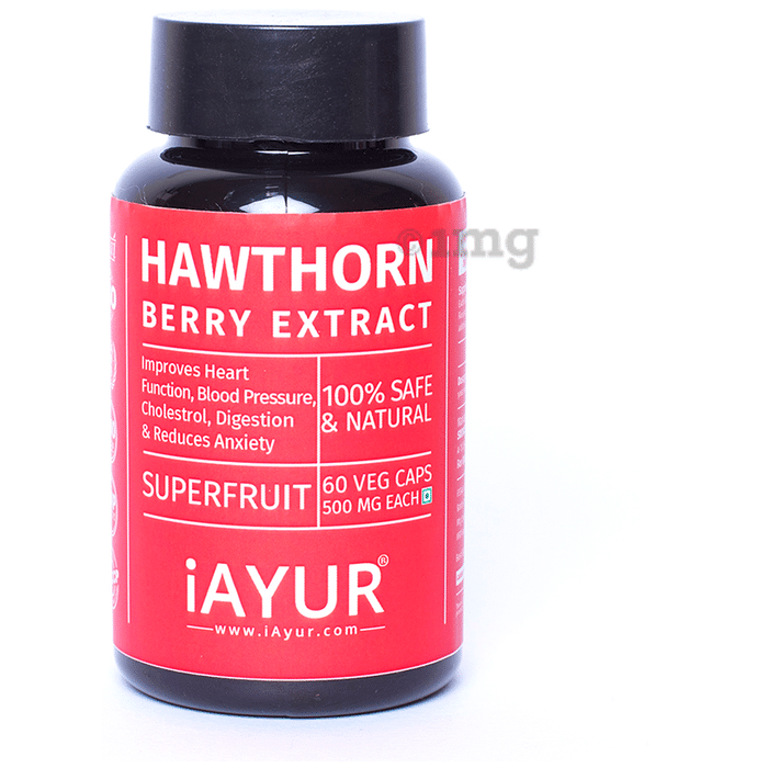 iAYUR Hawthorn Berry Extract 500mg Veg Capsule