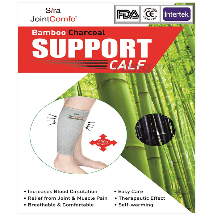 Sira Bamboo Charcoal Calf Sleeve Support