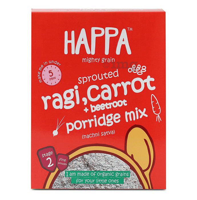 Happa Organic Mighty Grain Sprouted Porridge Mix Stage 2 Ragi, Carrot+ Beetroot