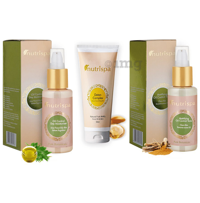 Nutrispa Combo Pack of Oil Control Day Moisturizer, Detan Complex and Mattifying Oil Control Tonic