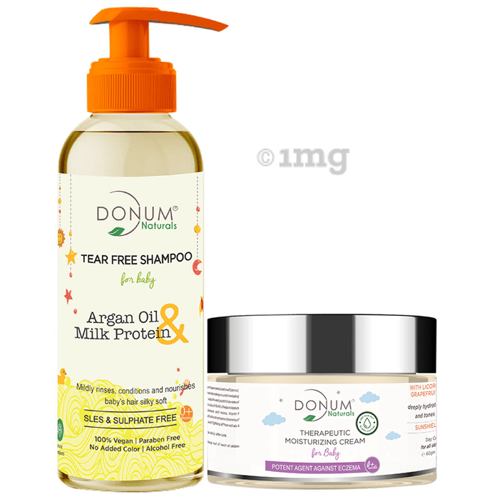 Donum Naturals Combo Pack of Tear Free Shampoo & Therapeutic Moisturizing Cream for Baby
