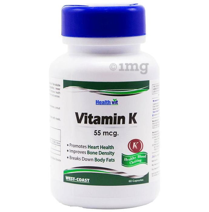 HealthVit Vitamin K (55mcg) for Fat Breakdown, Bones & Heart Health | Capsule