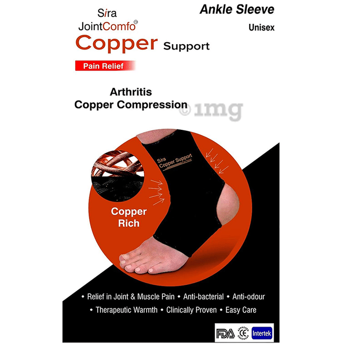 Sira Copper Compression Ankle Sleeve Support Large