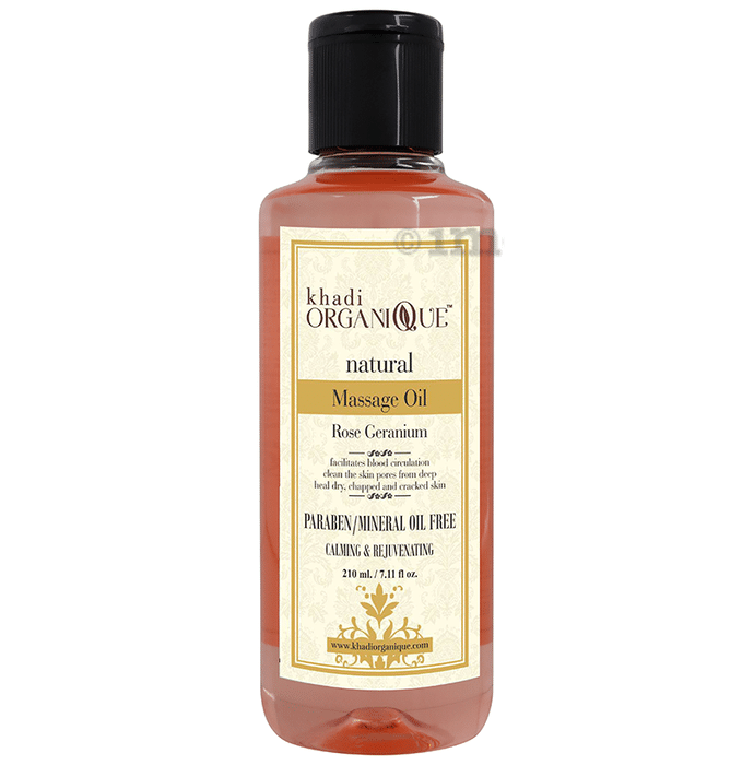 Khadi Organique Natural Massage Oil Paraben/Mineral Oil Free Rose and Geranium