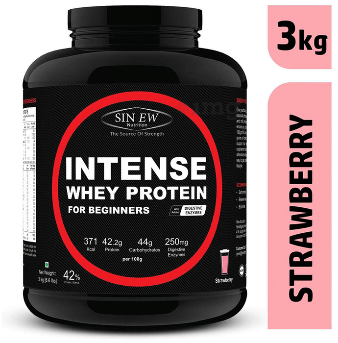 Sinew Nutrition Intense Whey Protein for Beginners with Digestive Enzymes Strawberry