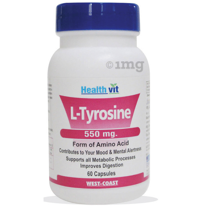HealthVit L- Tyrosine Amino Acid 550mg | For Metabolism, Digestion & Mood Regulation | Capsule