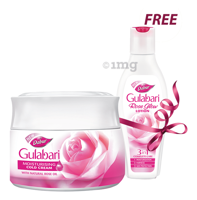 Dabur Gulabari Cold Cream with Gulabari Lotion 50ml Free