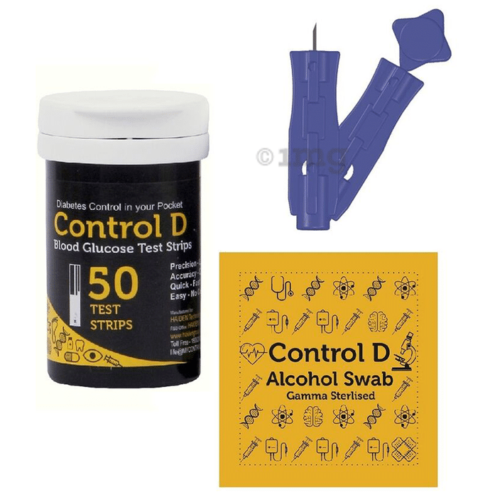 Control D Combo Pack of 50 Test Strips, 50 Alcohol Swabs and 50 Lancets